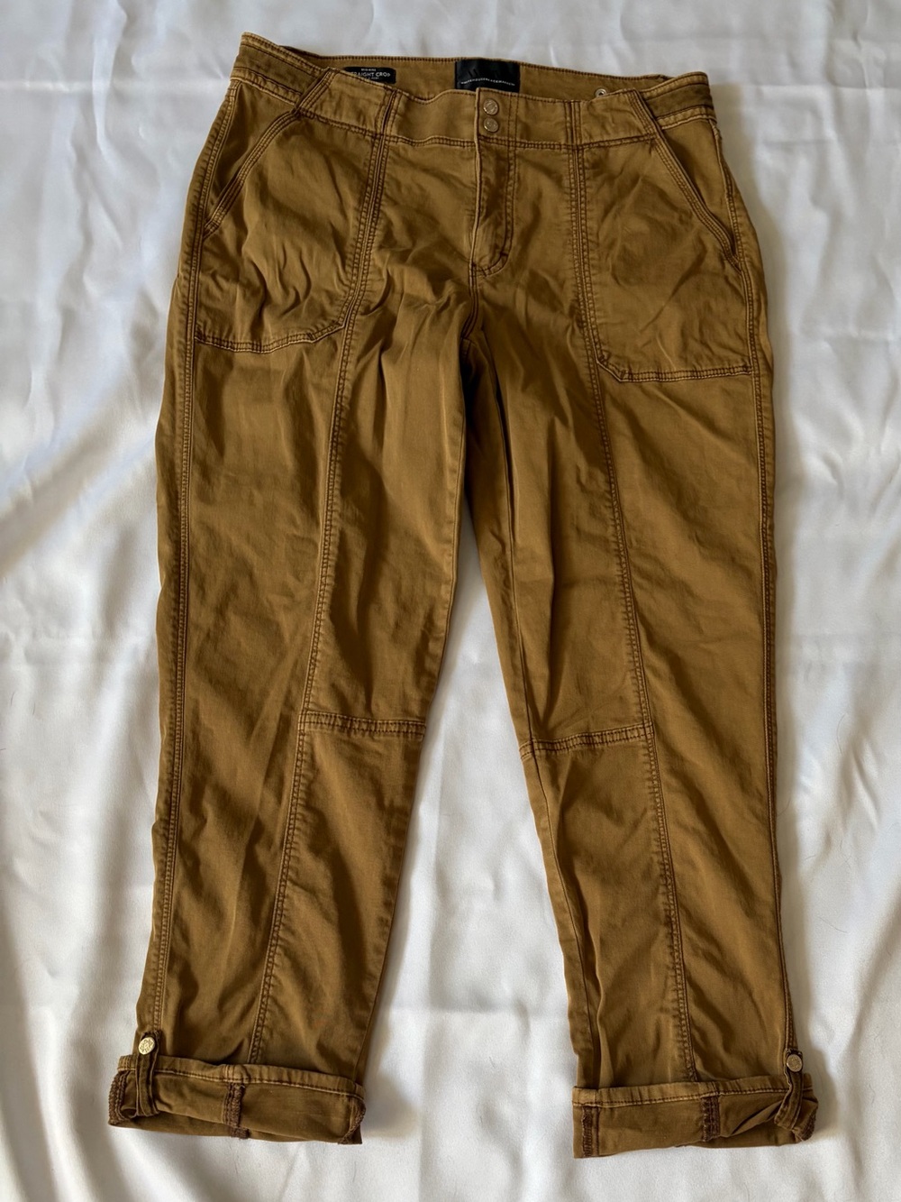 White House Black Market Mid-Rise Crop Pants in Caramel Brown Size 10 - Picture 3 of 8